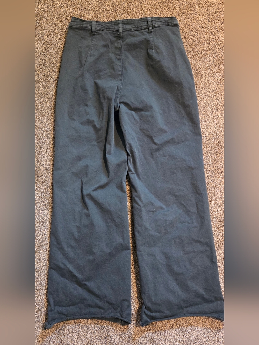Marine Layer Bridget Flare Pants with Frayed Hem Forest Green Sz 14 - Picture 5 of 6
